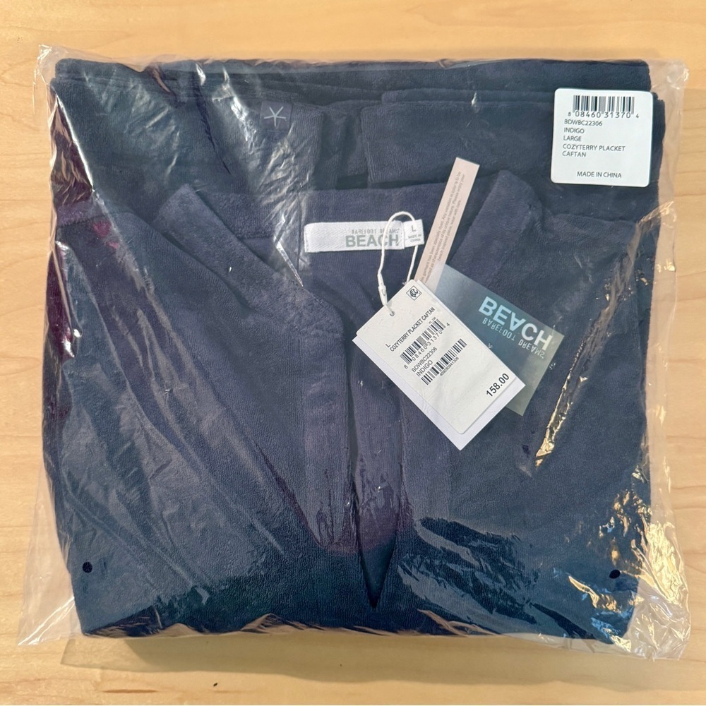 Barefoot Dreams Cozy Terry Placket Caftan - Navy - Size: Large - 10/12 - NWT - Picture 3 of 6